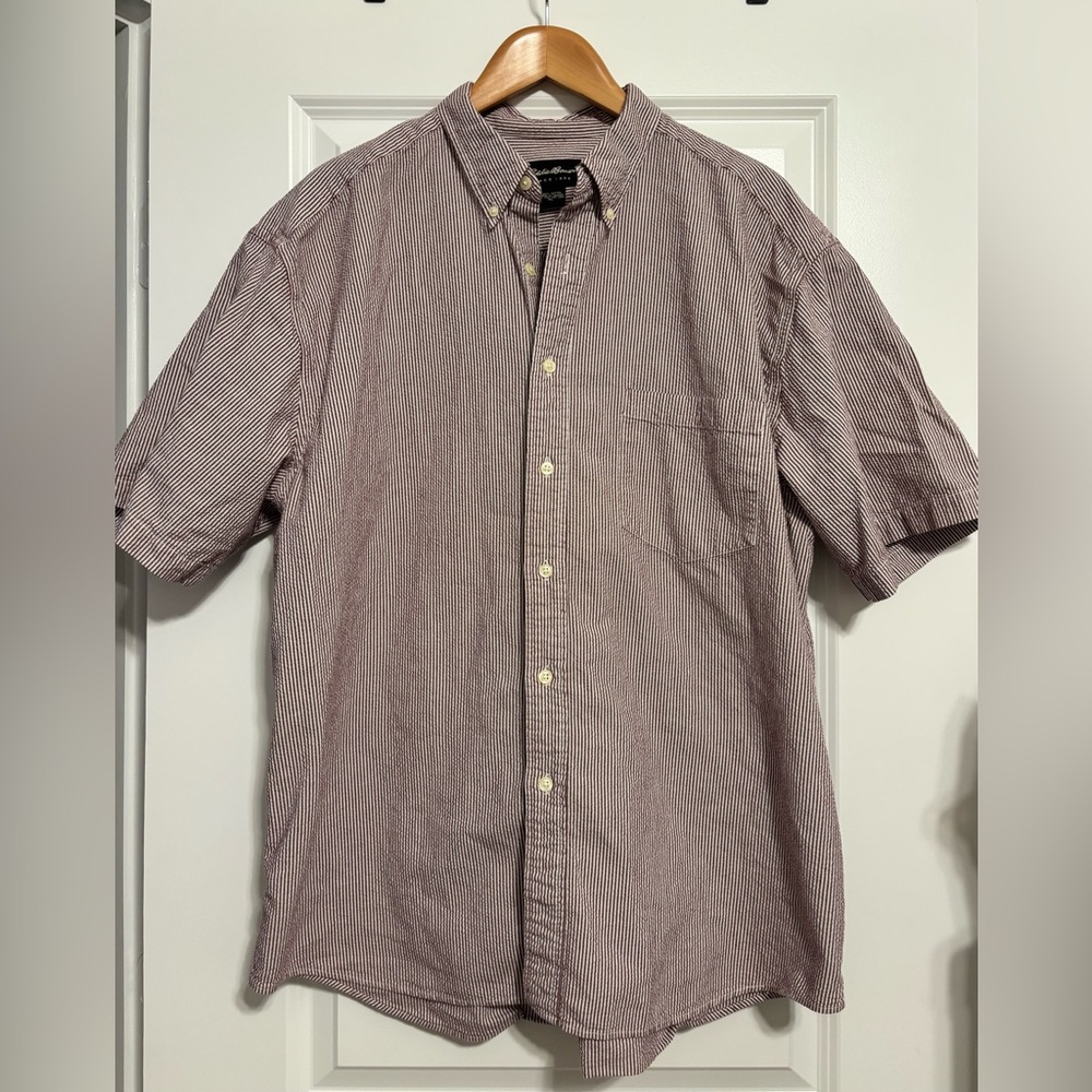 Eddie Bauer Men’s Short Sleeve Striped Cotton Shirt XL‎